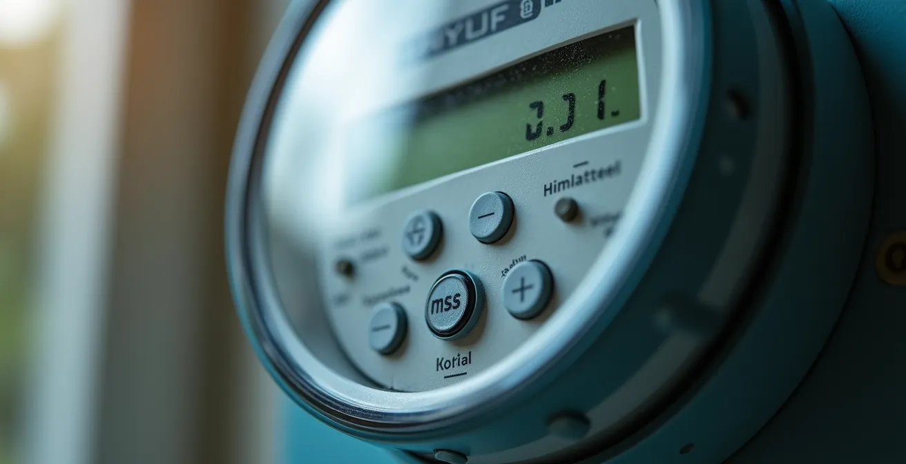 Close-up of smart meter display showing export readings for solar energy