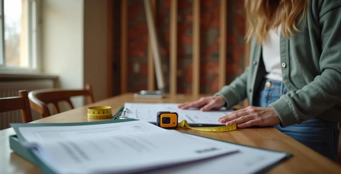 Home renovation project showing stages of improvement with documentation ready