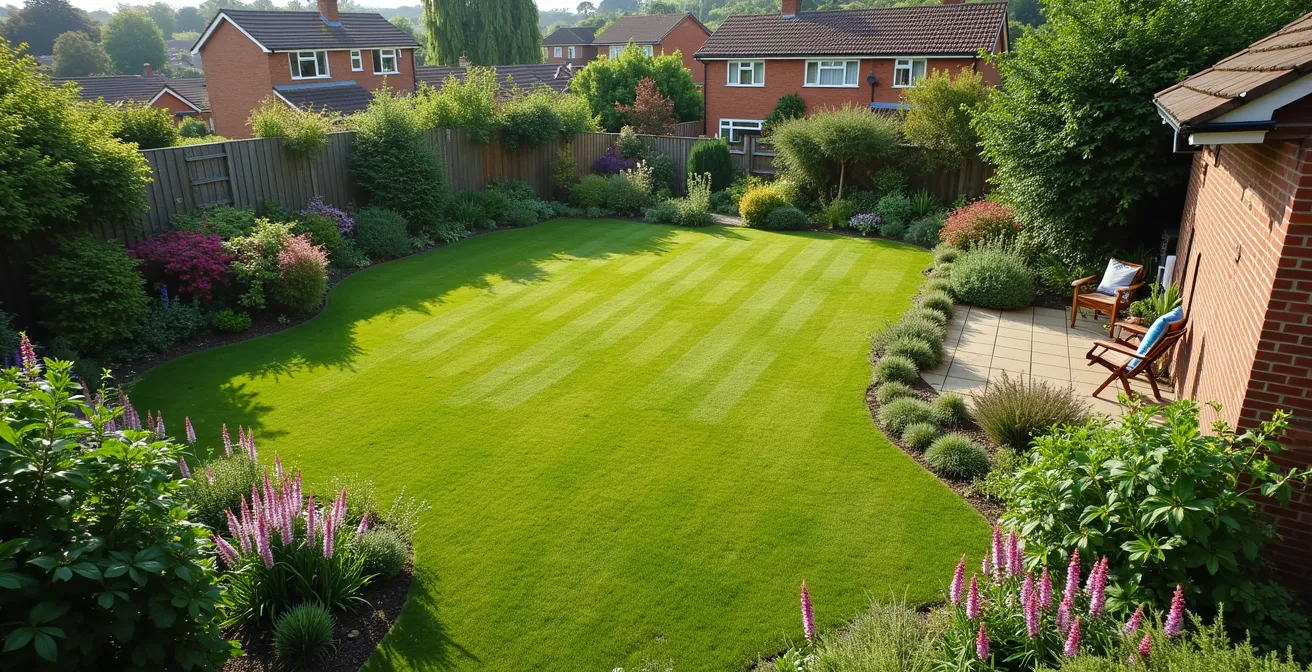 Aerial view showing optimal rewilding zone placement considering prevailing winds