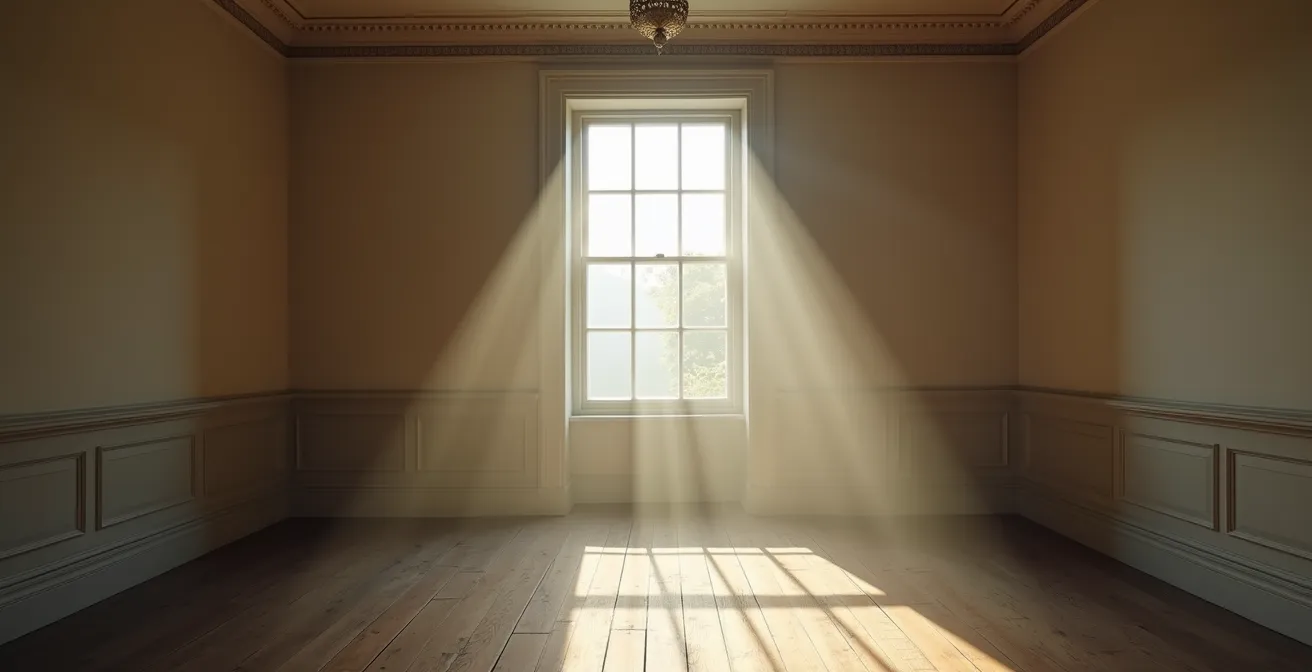 Interior of Victorian room showing natural air flow patterns and ventilation points
